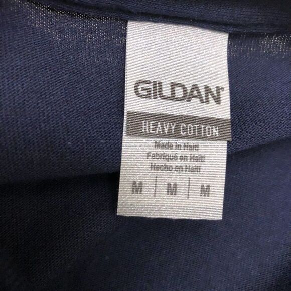 Gildan Heavy Cotton Navy Blue Graphic T-shirt Men's Unisex Novelty Medium - Picture 5 of 8